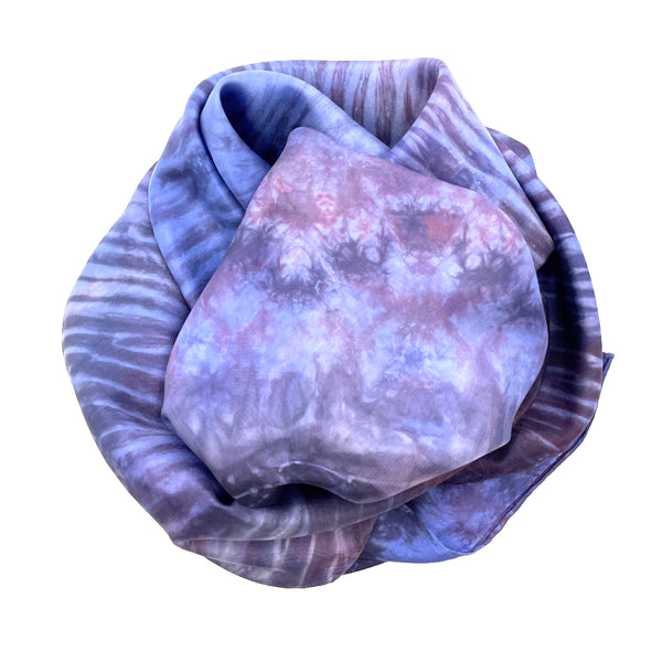 Royal Blue colored large luxury silk square scarf in striped safari shibori pattern, sustainable wear with many style looks. Best fashion accessory for any season or occasion. Makes a great gift. Handmade one of a kind artisan accessories. Square shaped 43 inches by 43 inches.