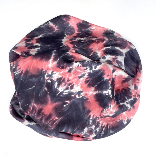 Beautiful luxury coral red, black and white silk scarf shawl in a tie dye shibori pattern, sustainable wear with many style looks. Best fashion accessory for any season or occasion. Makes a great gift. Handmade one of a kind artisan accessories. Rectangle shaped 22 inches by 88 inches.