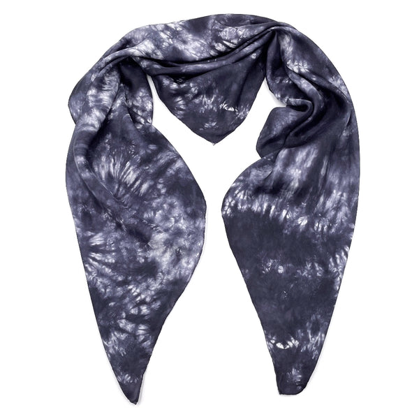 Black Charcoal and white large luxury silk square scarf or shawl in tie dye shibori pattern, sustainable wear with many style looks. Best fashion accessory for any season or occasion. Makes a great gift. Handmade one of a kind artisan accessories. Square shaped 43 inches by 43 inches.